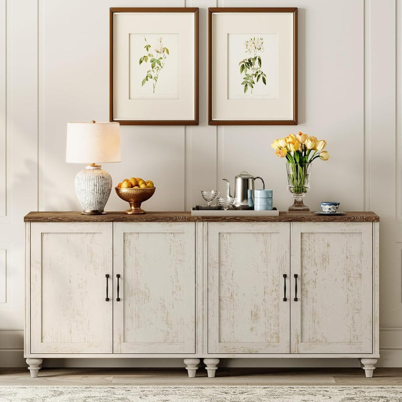 Farmhouse White Sideboard Credenza