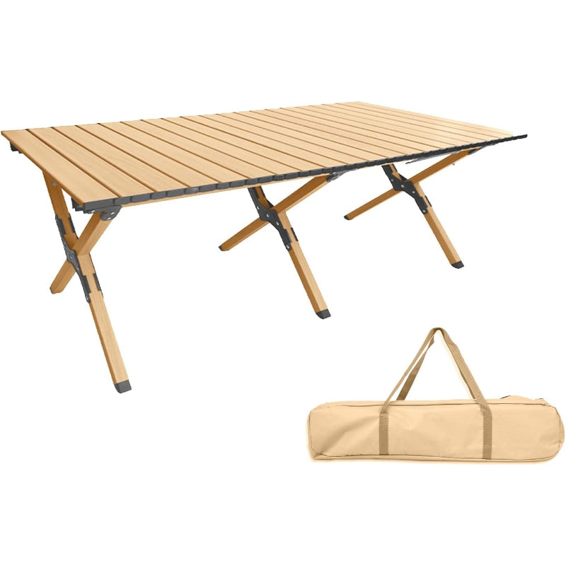 Natural Roll‑Up Aluminum Camping Table