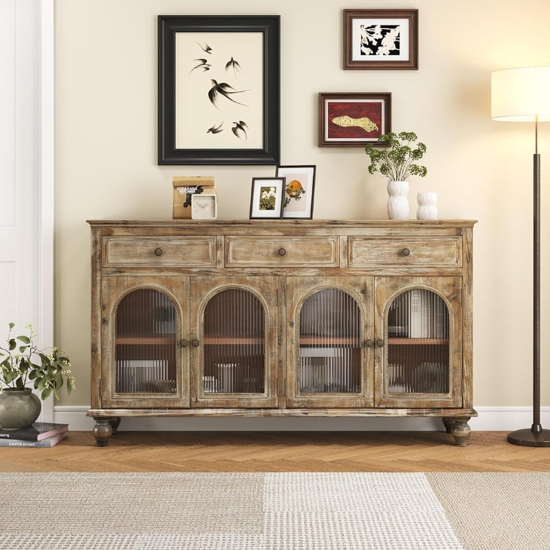 Farmhouse Glass‑Door Sideboard Buffet