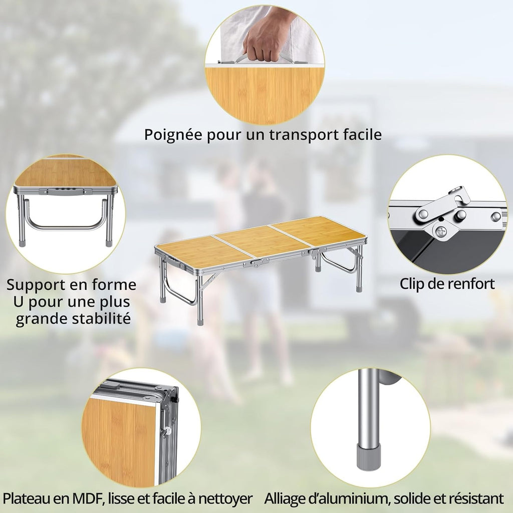Yellow Low Aluminum Folding Camping Table