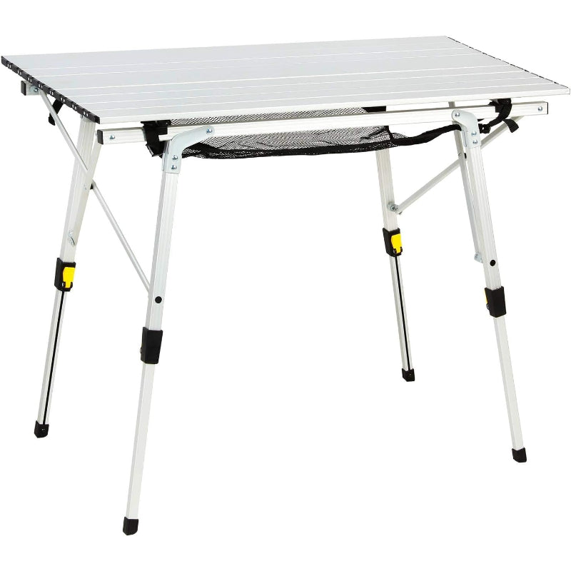 Silver Height‑Adjustable Roll‑Up Camping Table