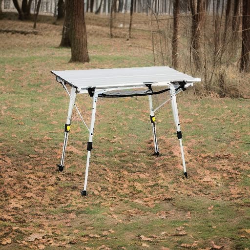 Silver Height‑Adjustable Roll‑Up Camping Table