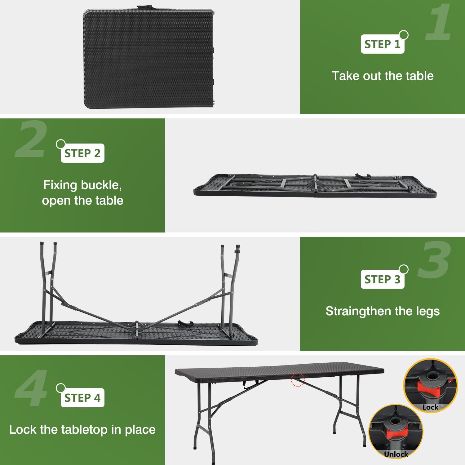 Black Rattan‑Look Folding Outdoor Table
