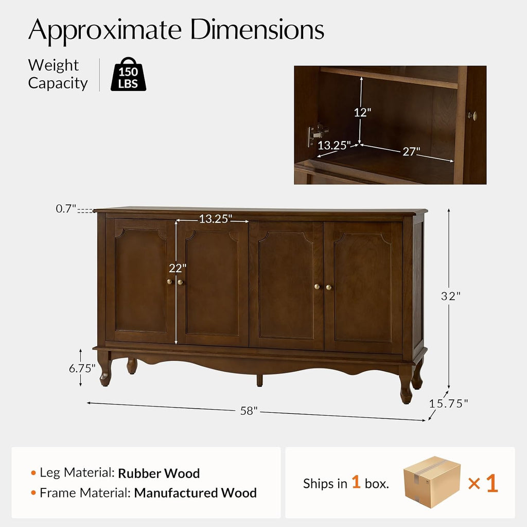 Farmhouse Walnut Sideboard Credenza