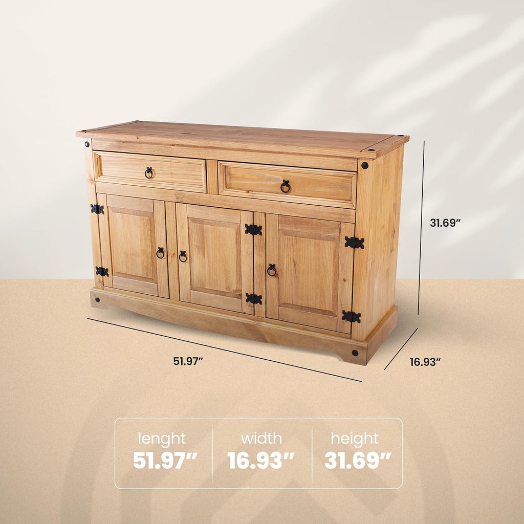Solid Wood Antique Brown Sideboard Cabinet