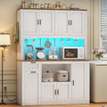 White LED Kitchen Pantry Hutch Cabinet