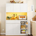 White LED Kitchen Pantry Hutch Cabinet