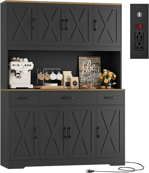 Black Farmhouse Kitchen Pantry Hutch