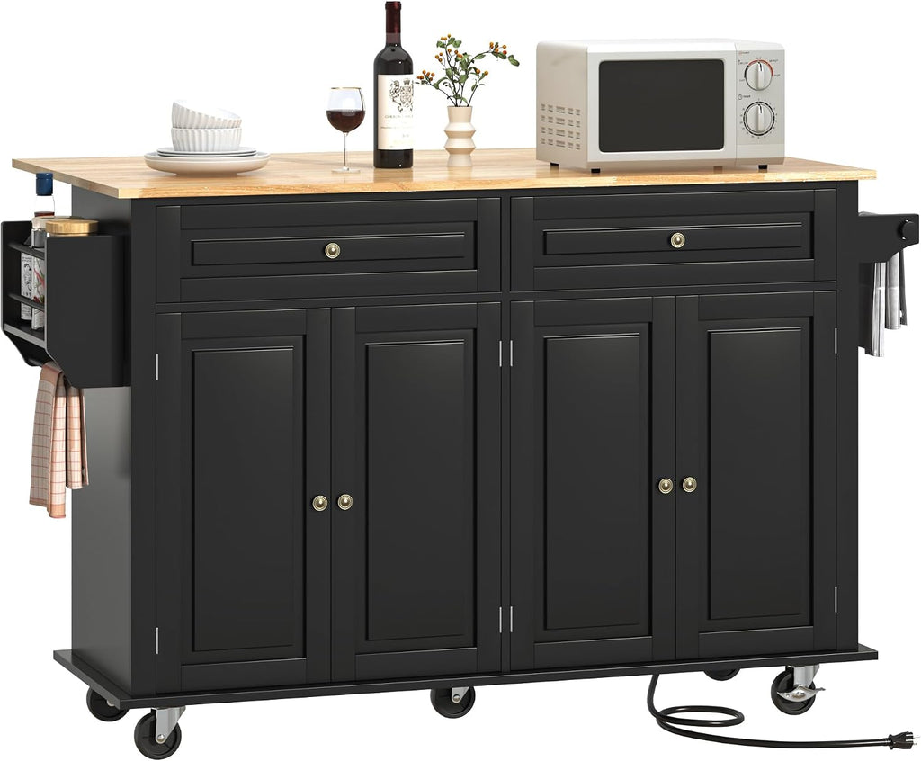 Black Rolling Kitchen Island Cart