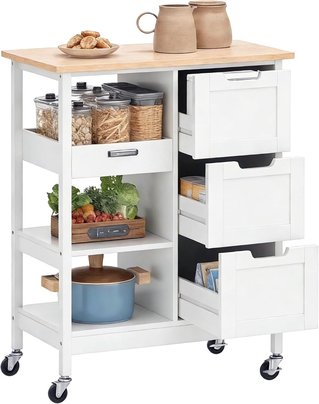 White Rolling Kitchen Island Cart