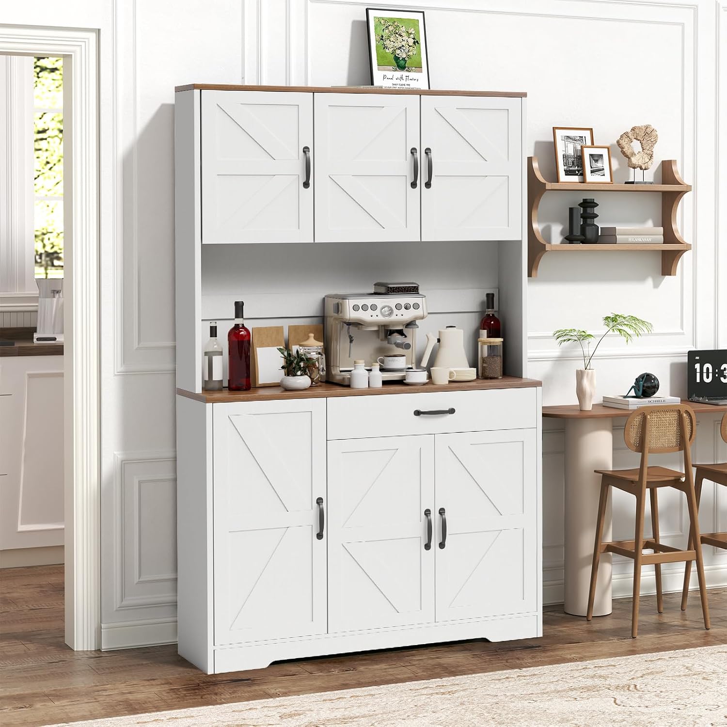 White Charging‑Station Kitchen Pantry Hutch