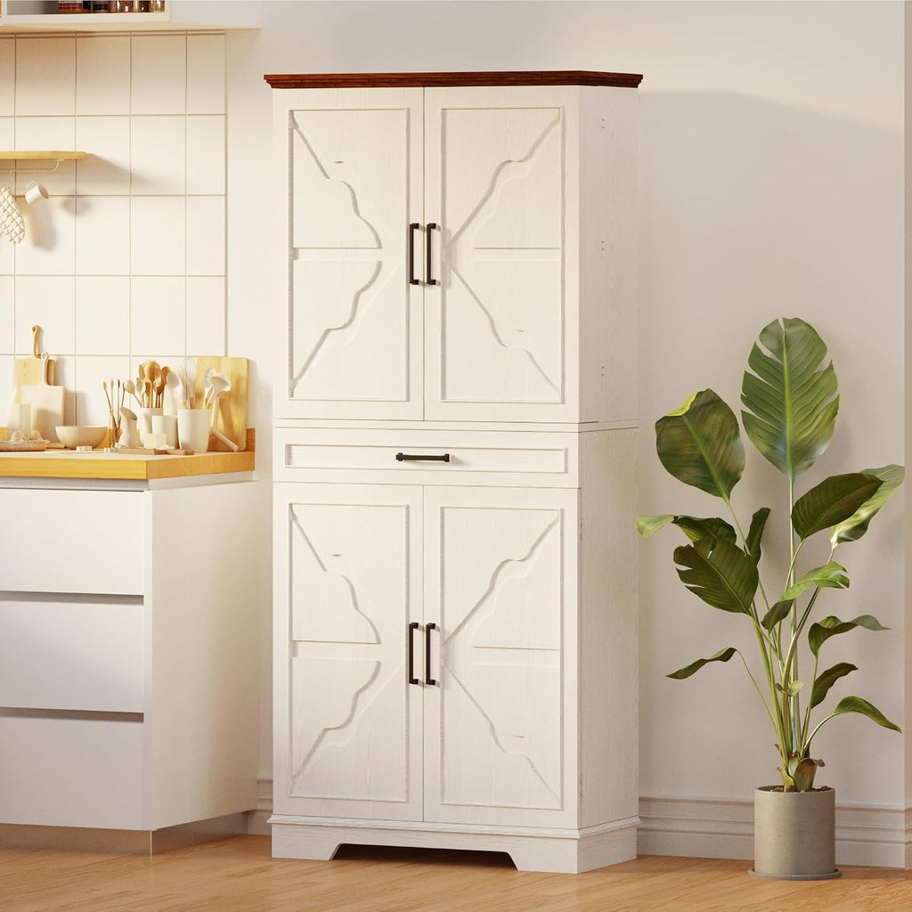 White Freestanding Kitchen Pantry Cabinet