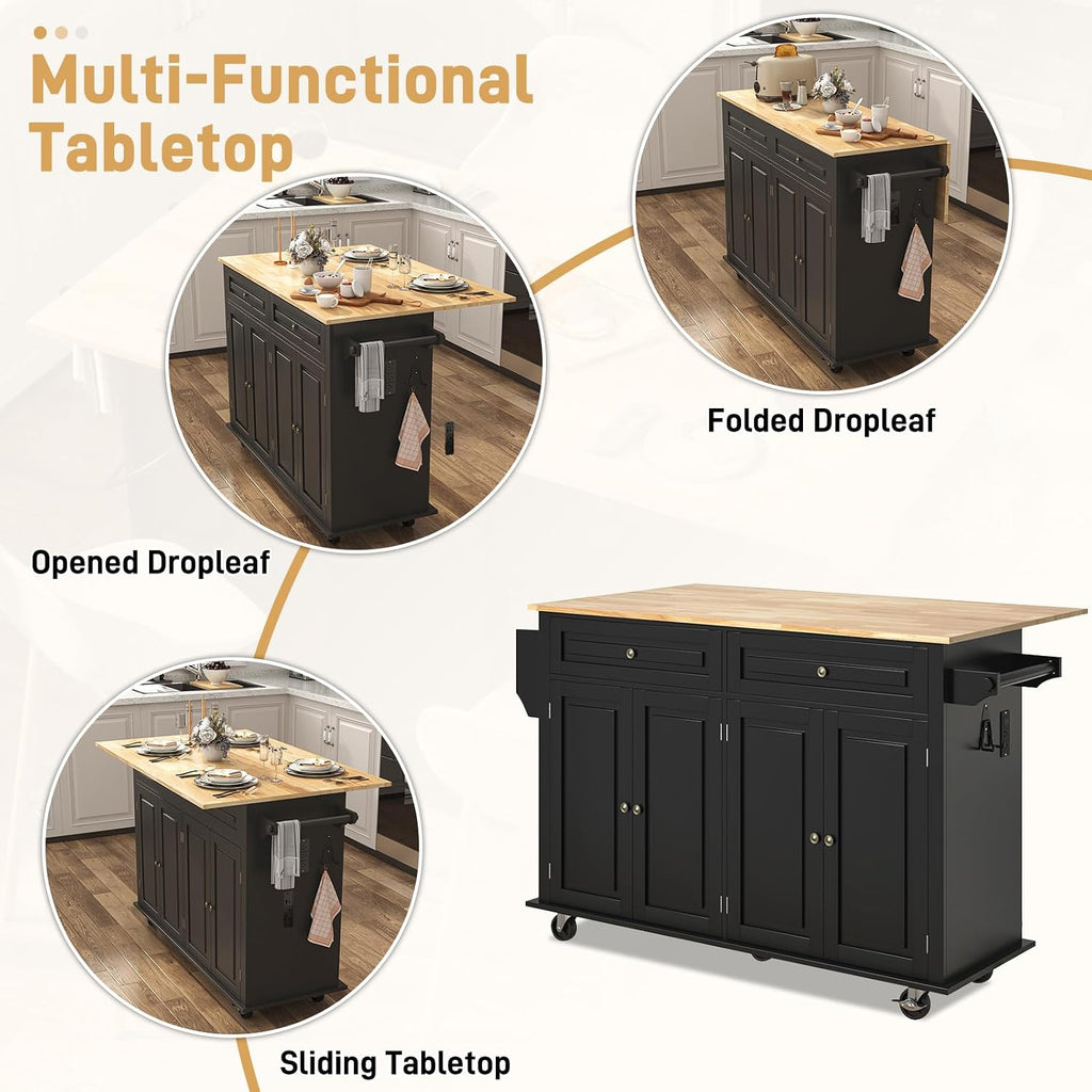 Black Rolling Kitchen Island Cart