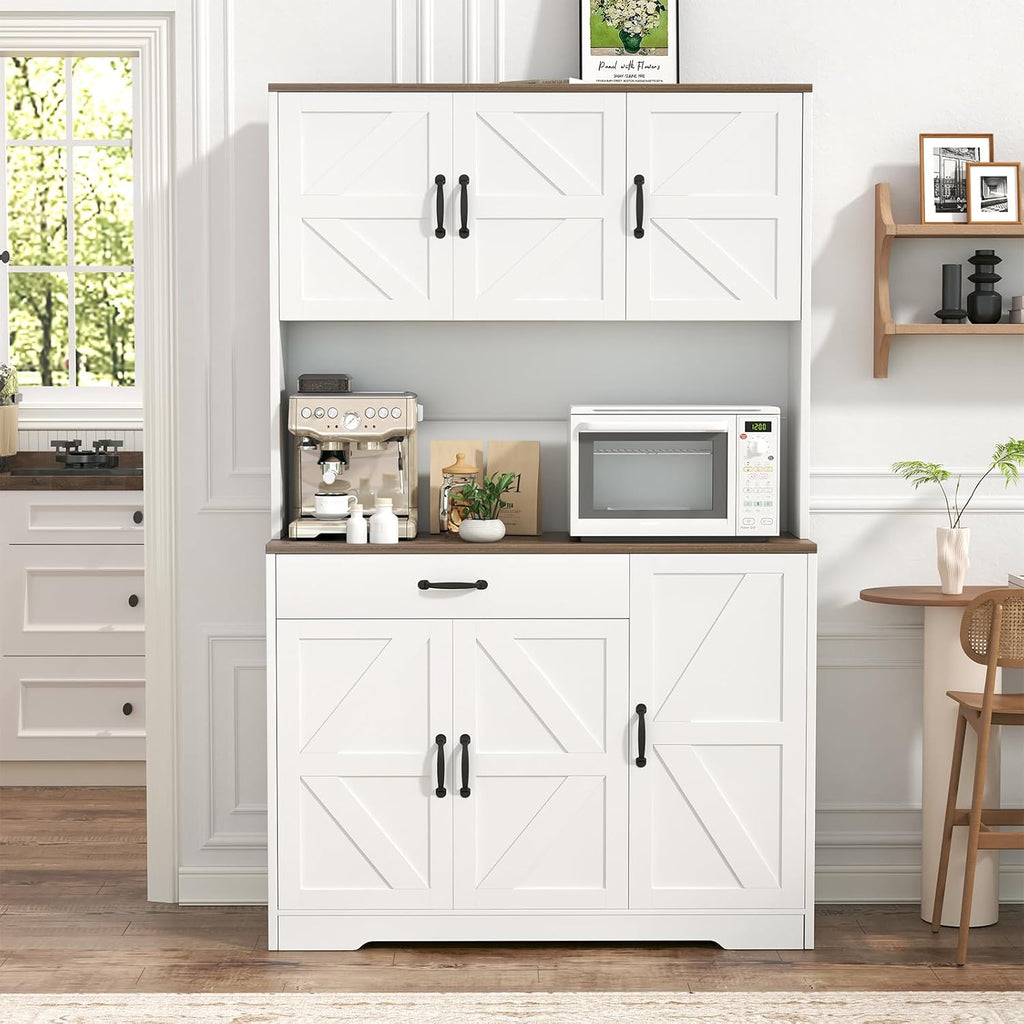 White Charging‑Station Kitchen Pantry Hutch