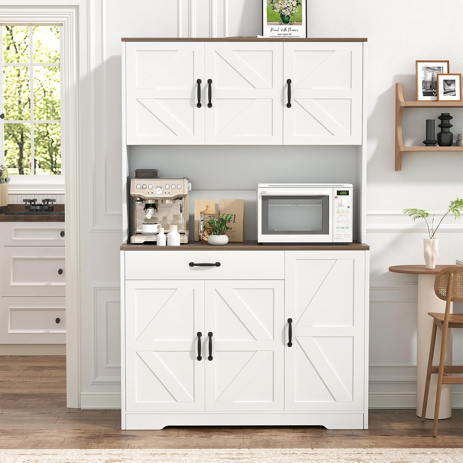 White Charging‑Station Kitchen Pantry Hutch