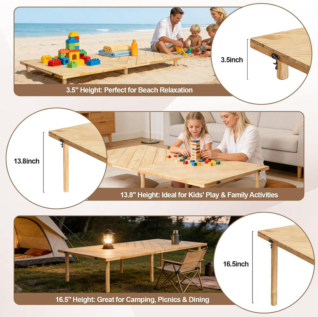 Adjustable‑Height Low Folding Picnic Table