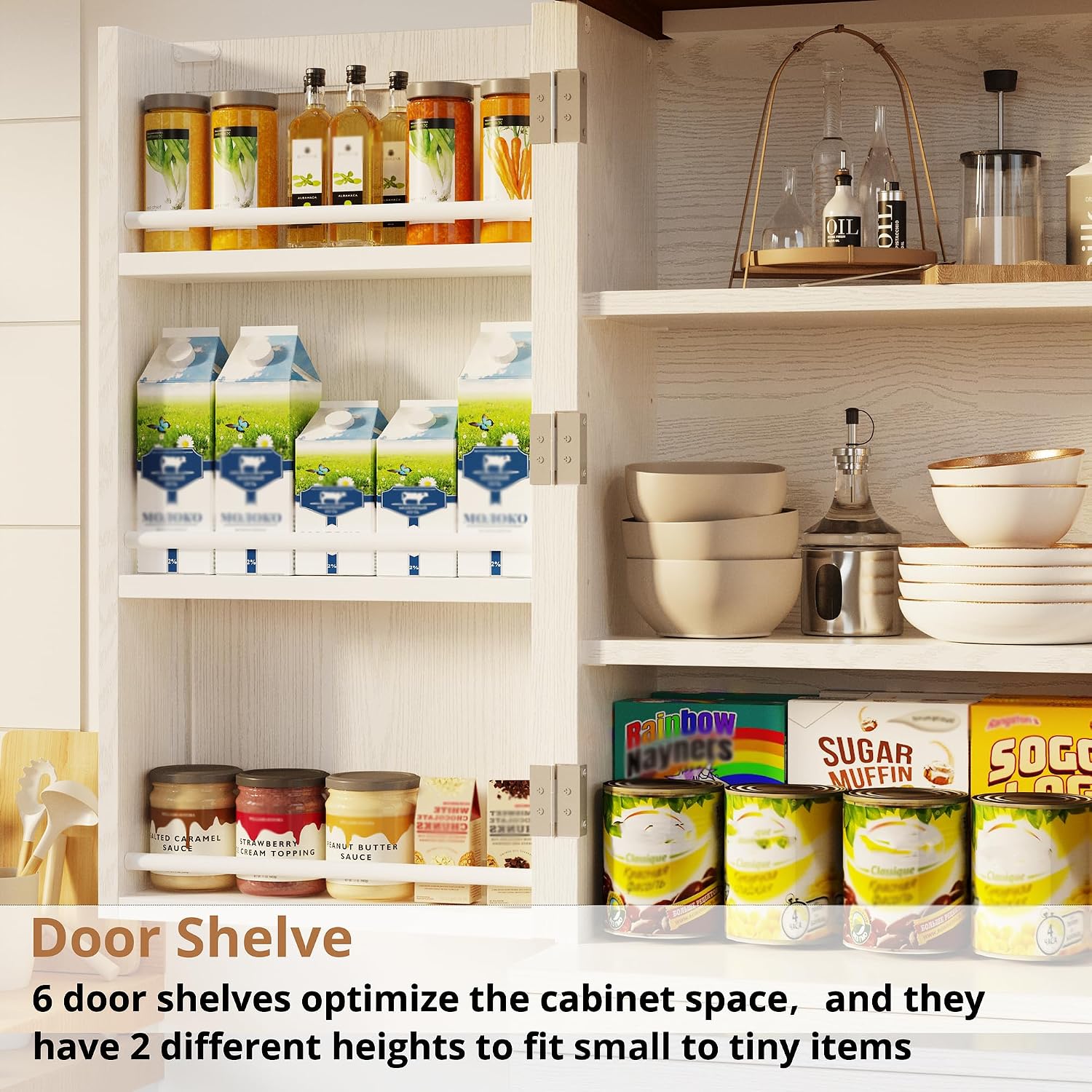 White Freestanding Kitchen Pantry Cabinet