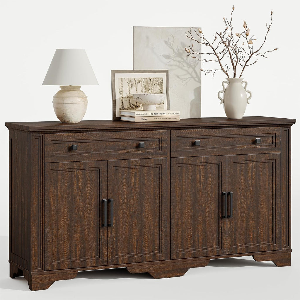 Walnut Wood Sideboard Buffet Credenza