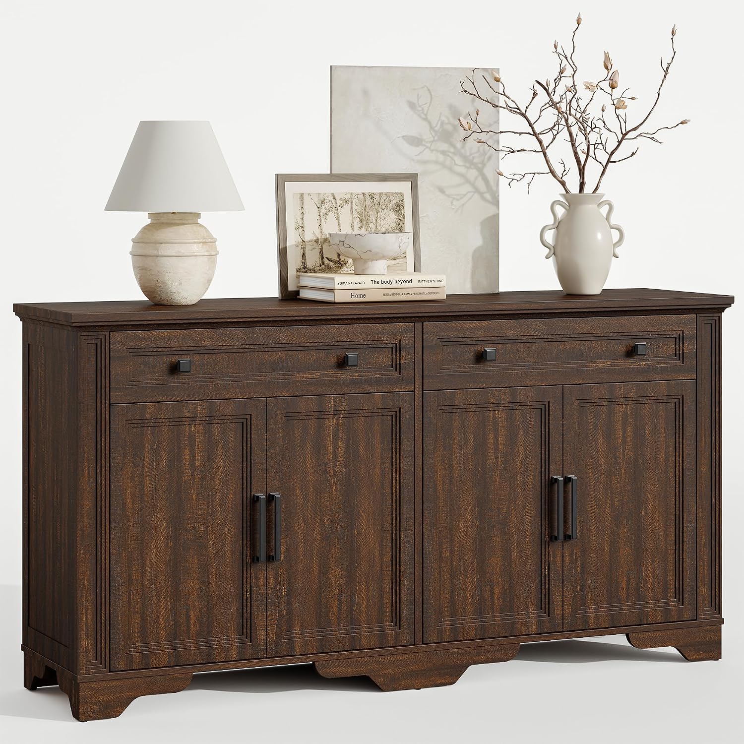Walnut Wood Sideboard Buffet Credenza