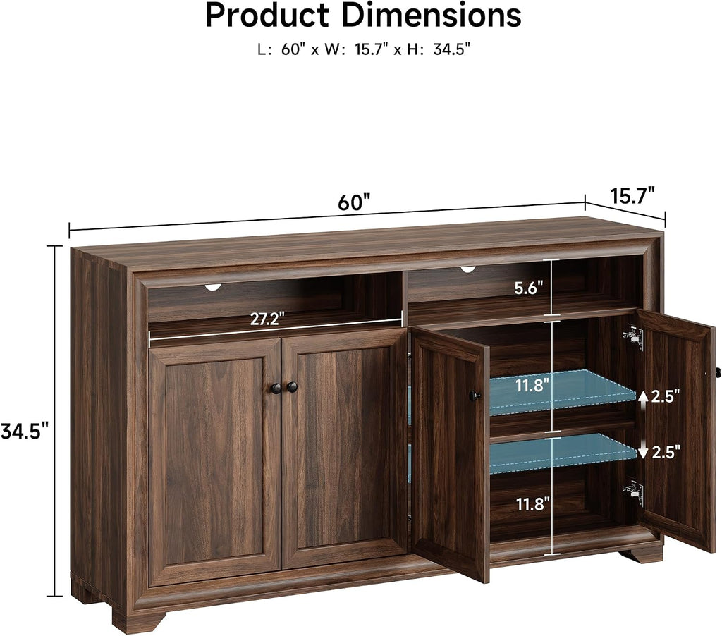Brown Sideboard Buffet Storage Cabinet