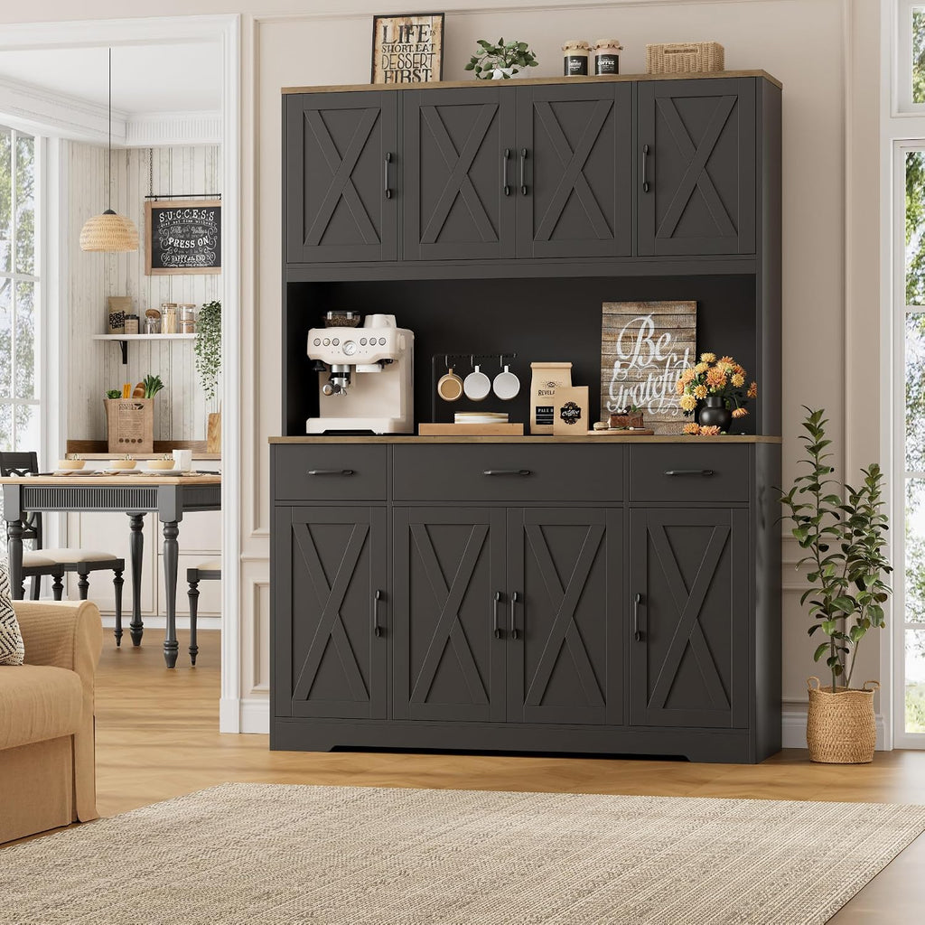 Black Farmhouse Kitchen Pantry Hutch