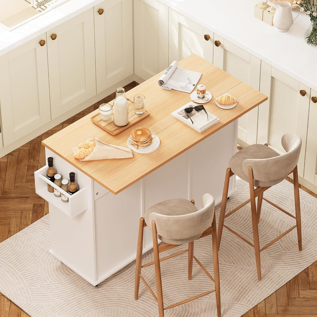 Rolling Kitchen Island Cart with Trash Storage