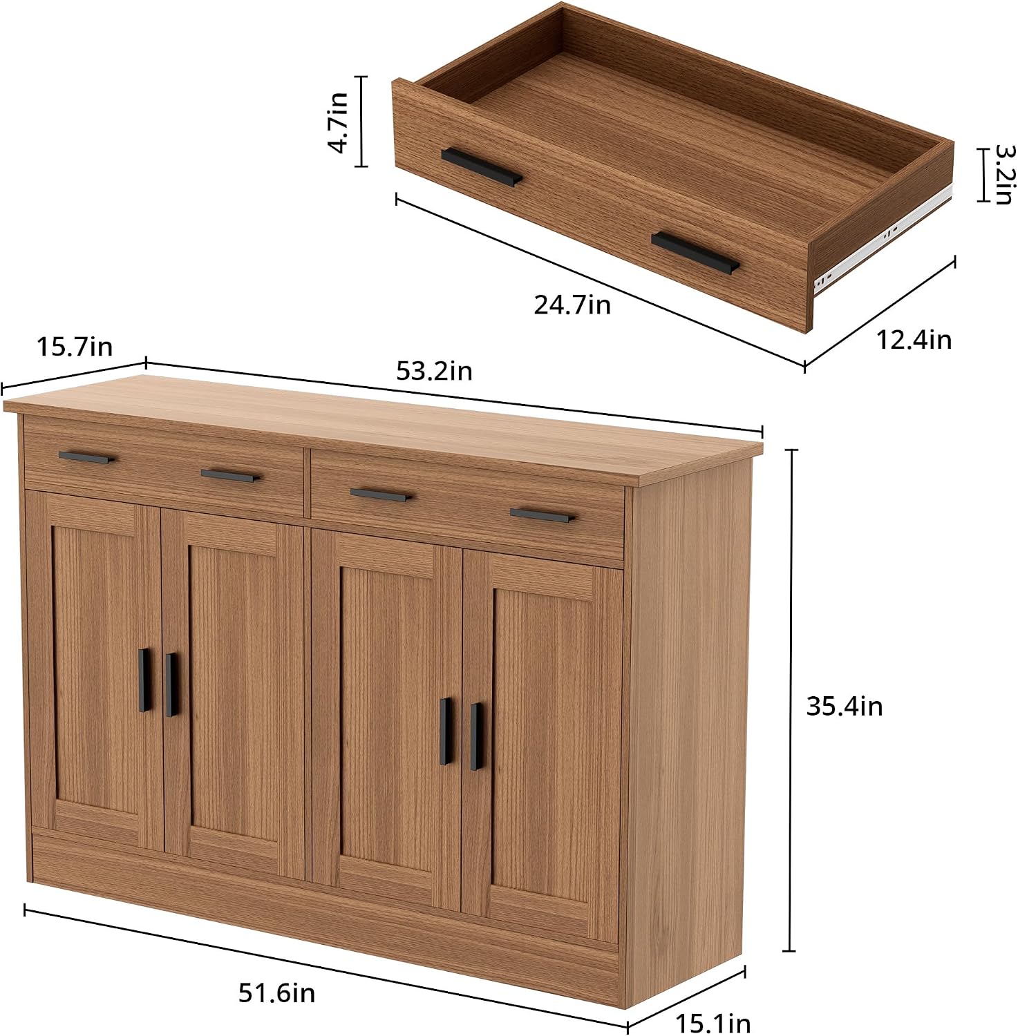 Rustic Brown Sideboard Buffet Cabinet
