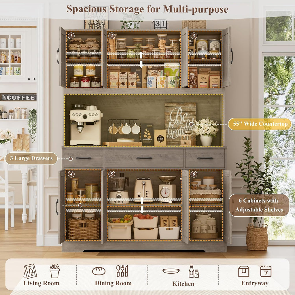 Grey Farmhouse Kitchen Pantry Hutch