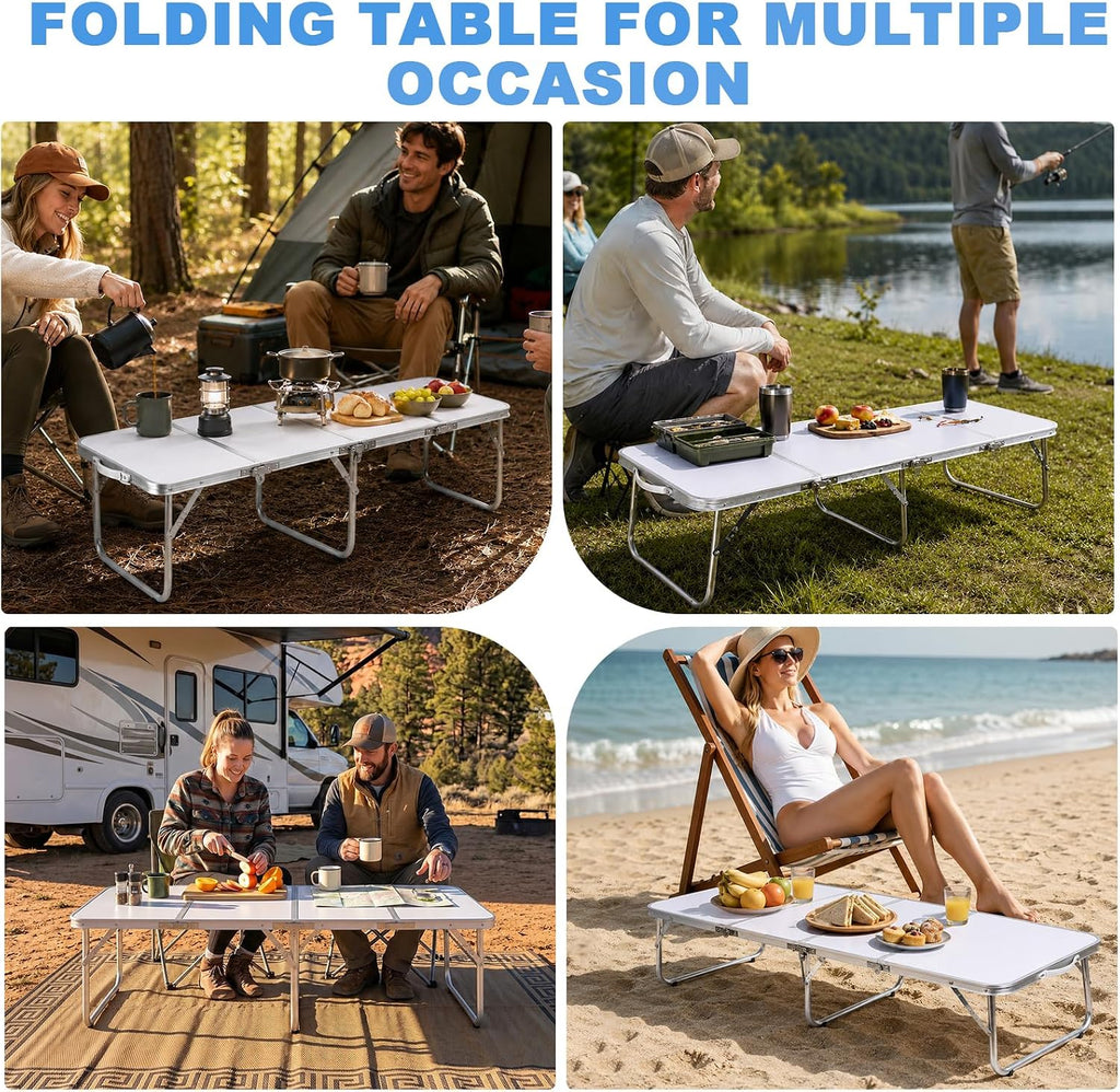 White Portable Aluminum Camping Table