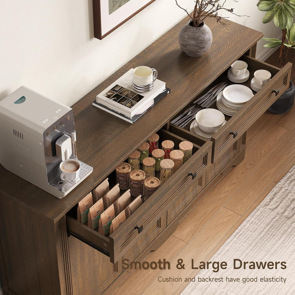 Walnut Wood Sideboard Buffet Credenza