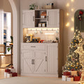 Off‑White Kitchen Hutch Pantry Cabinet