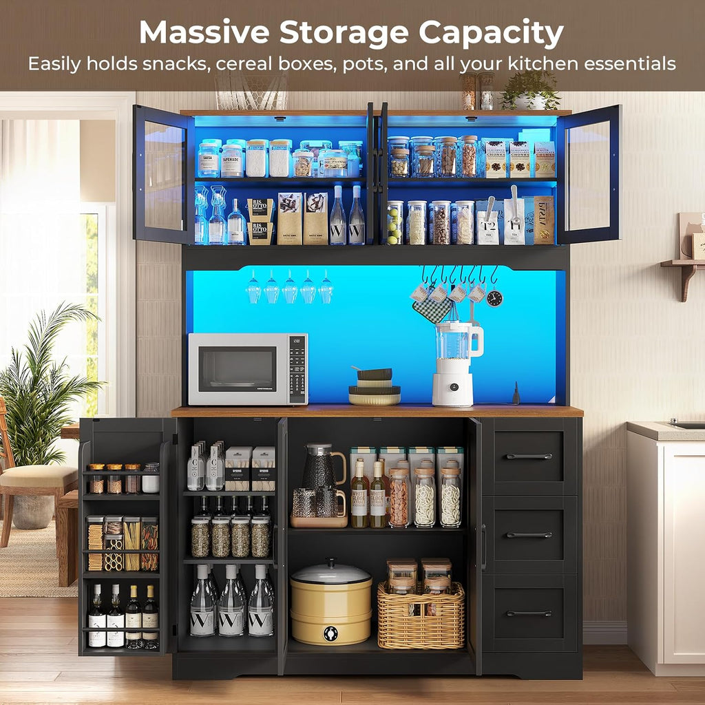 Black Kitchen Hutch Pantry Cabinet