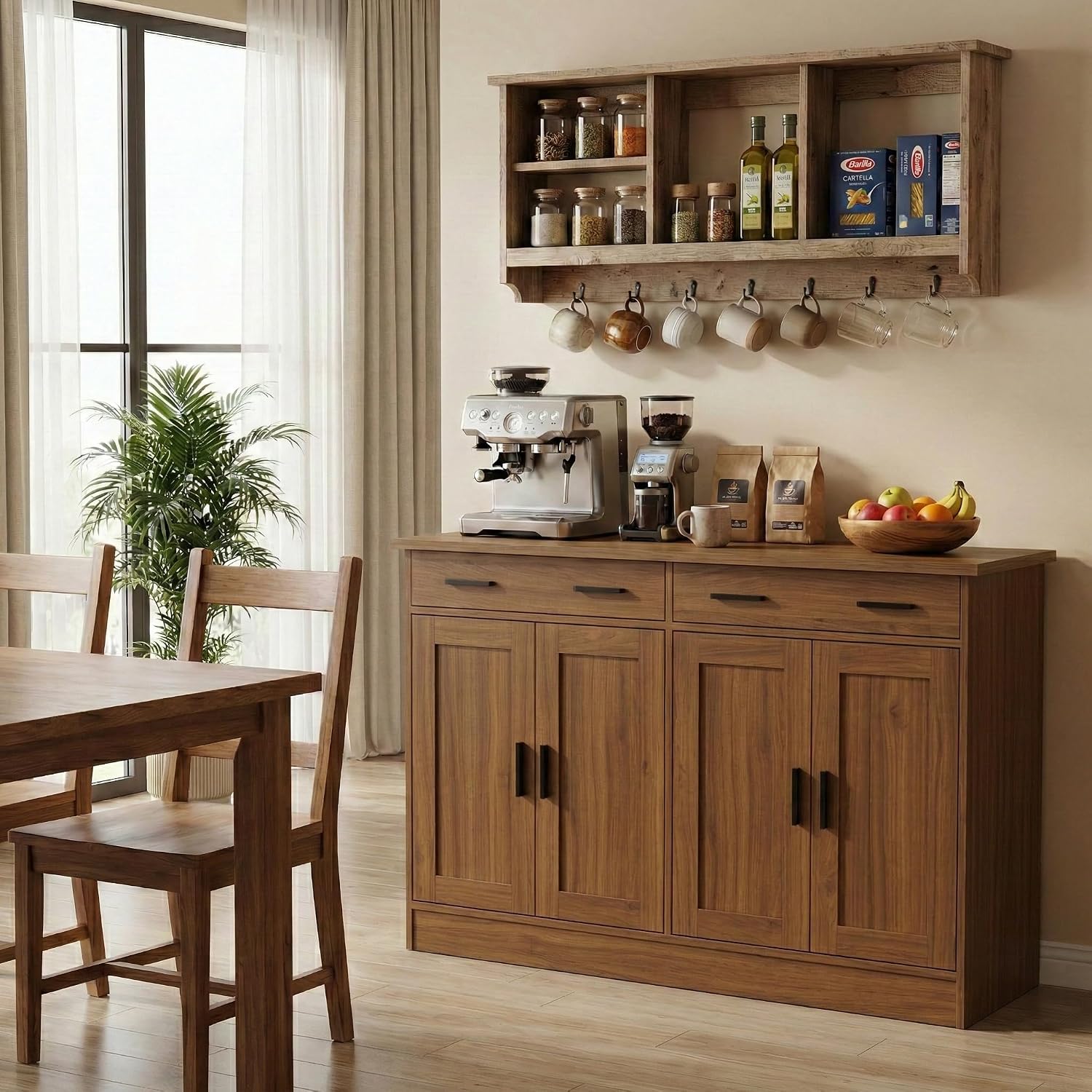 Rustic Brown Sideboard Buffet Cabinet