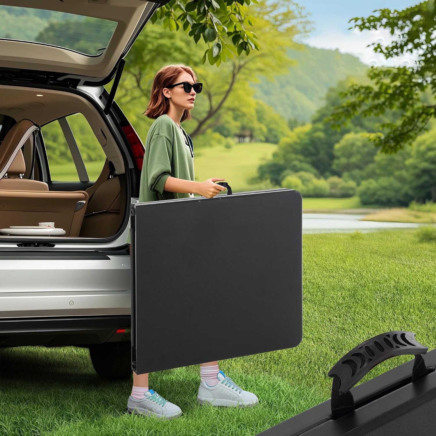 Black Folding Outdoor Picnic Table