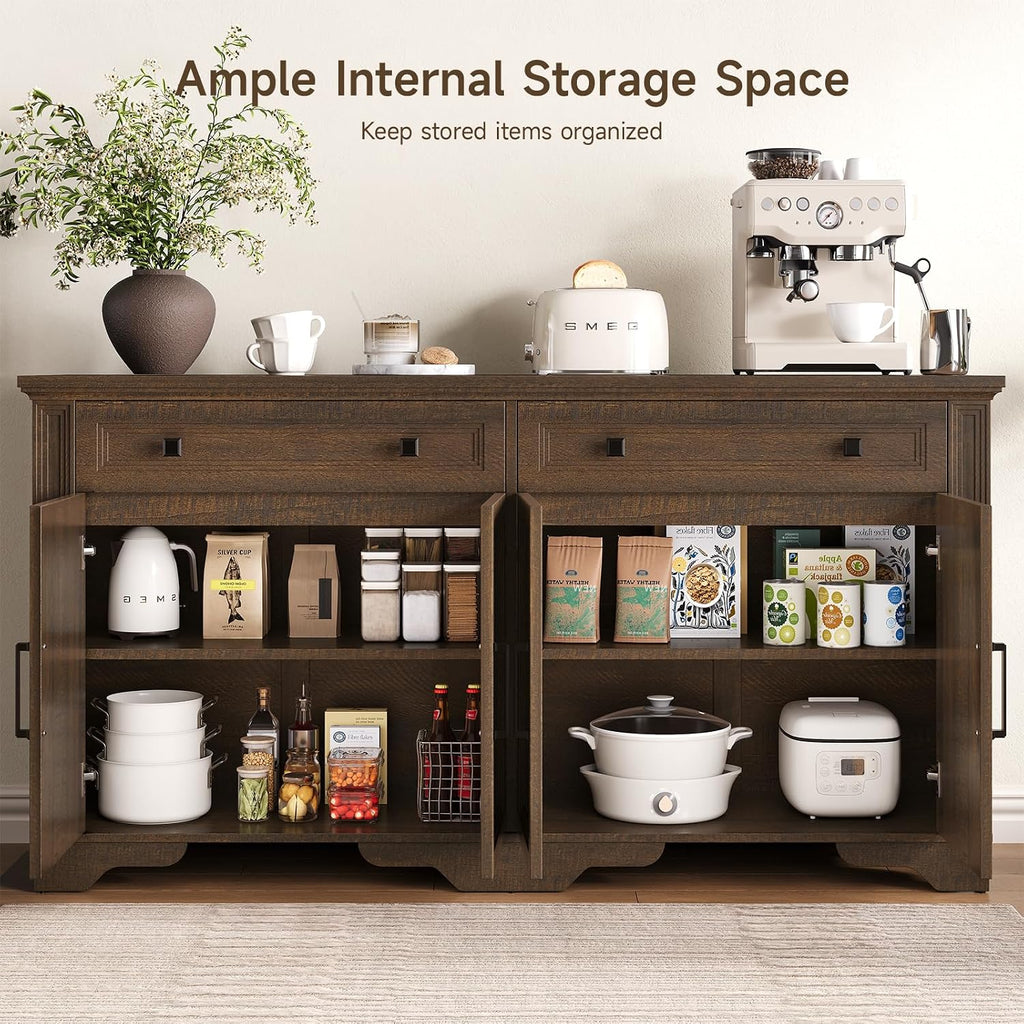 Walnut Wood Sideboard Buffet Credenza