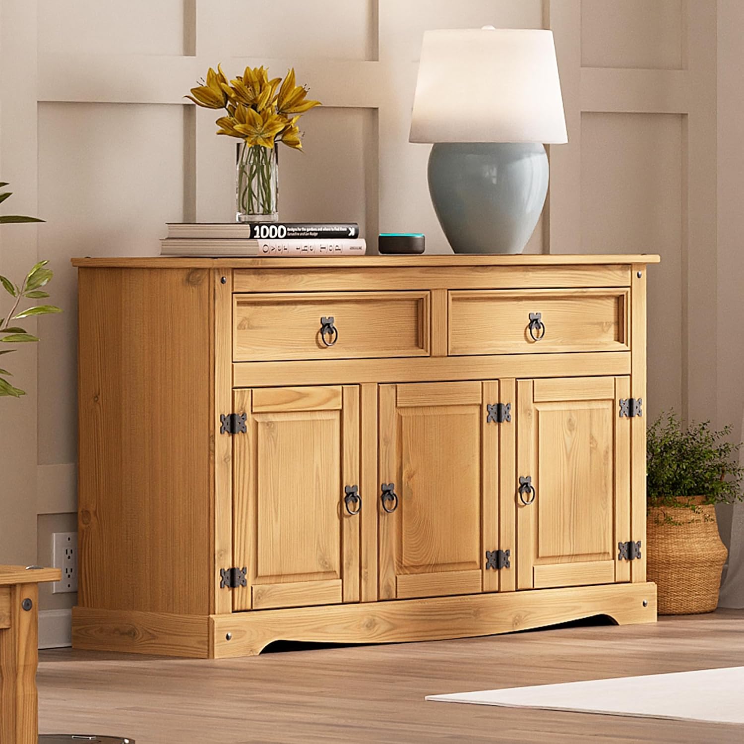 Solid Wood Antique Brown Sideboard Cabinet