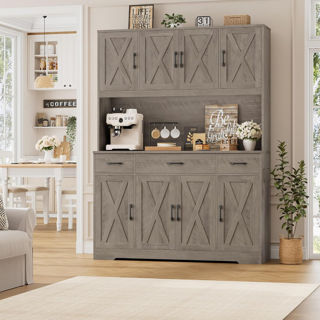 Grey Farmhouse Kitchen Pantry Hutch