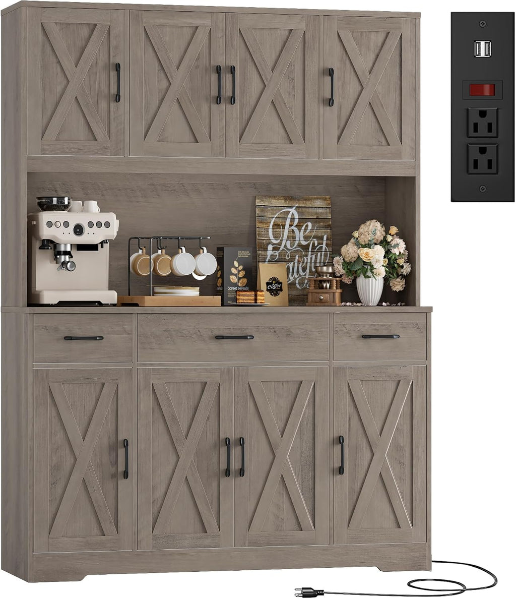 Grey Farmhouse Kitchen Pantry Hutch