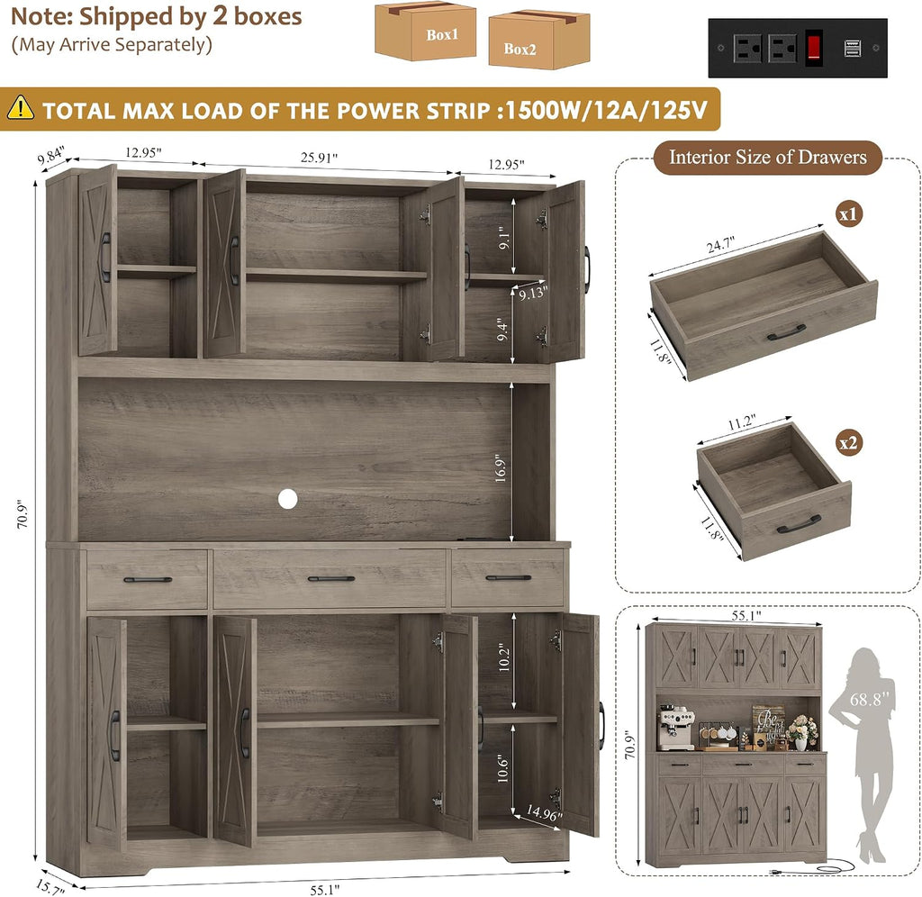 Grey Farmhouse Kitchen Pantry Hutch