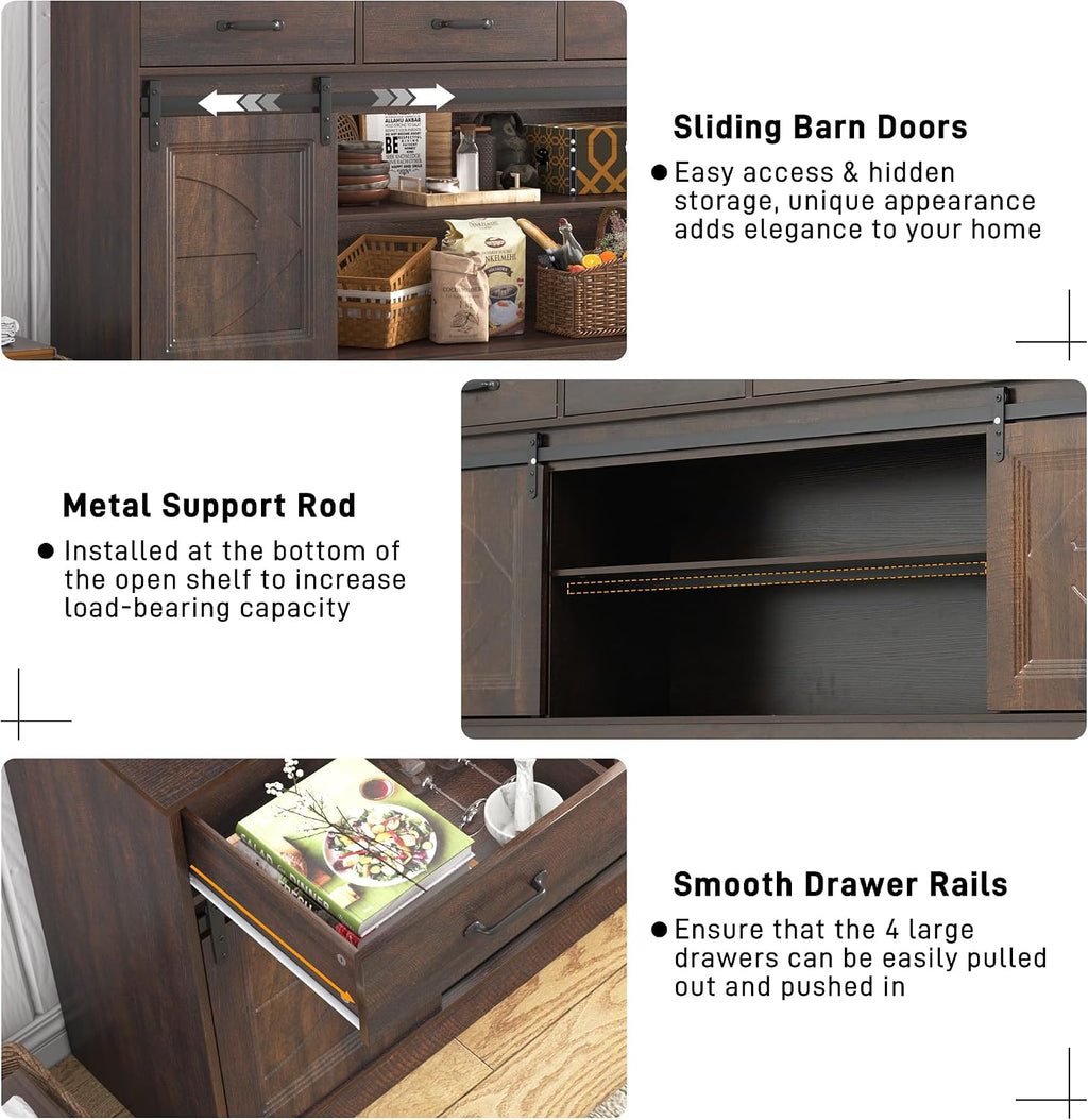 Farmhouse Sliding‑Door Sideboard Buffet