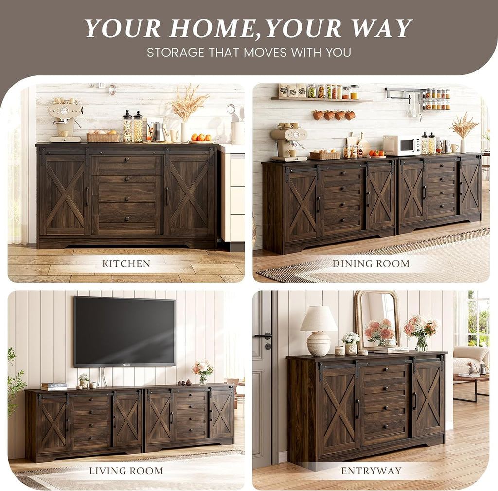 Farmhouse Barn‑Door Sideboard Credenza