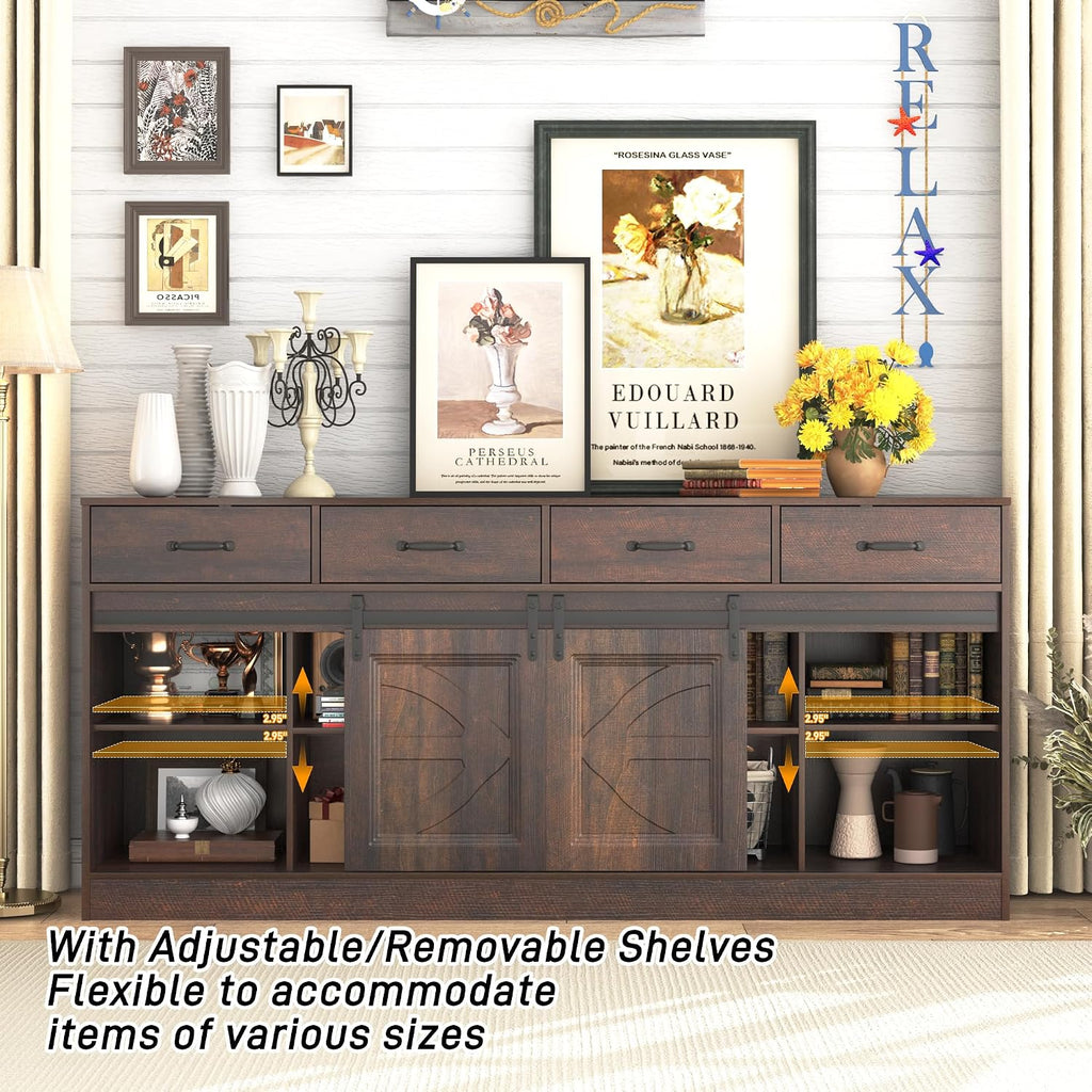 Farmhouse Sliding‑Door Sideboard Buffet
