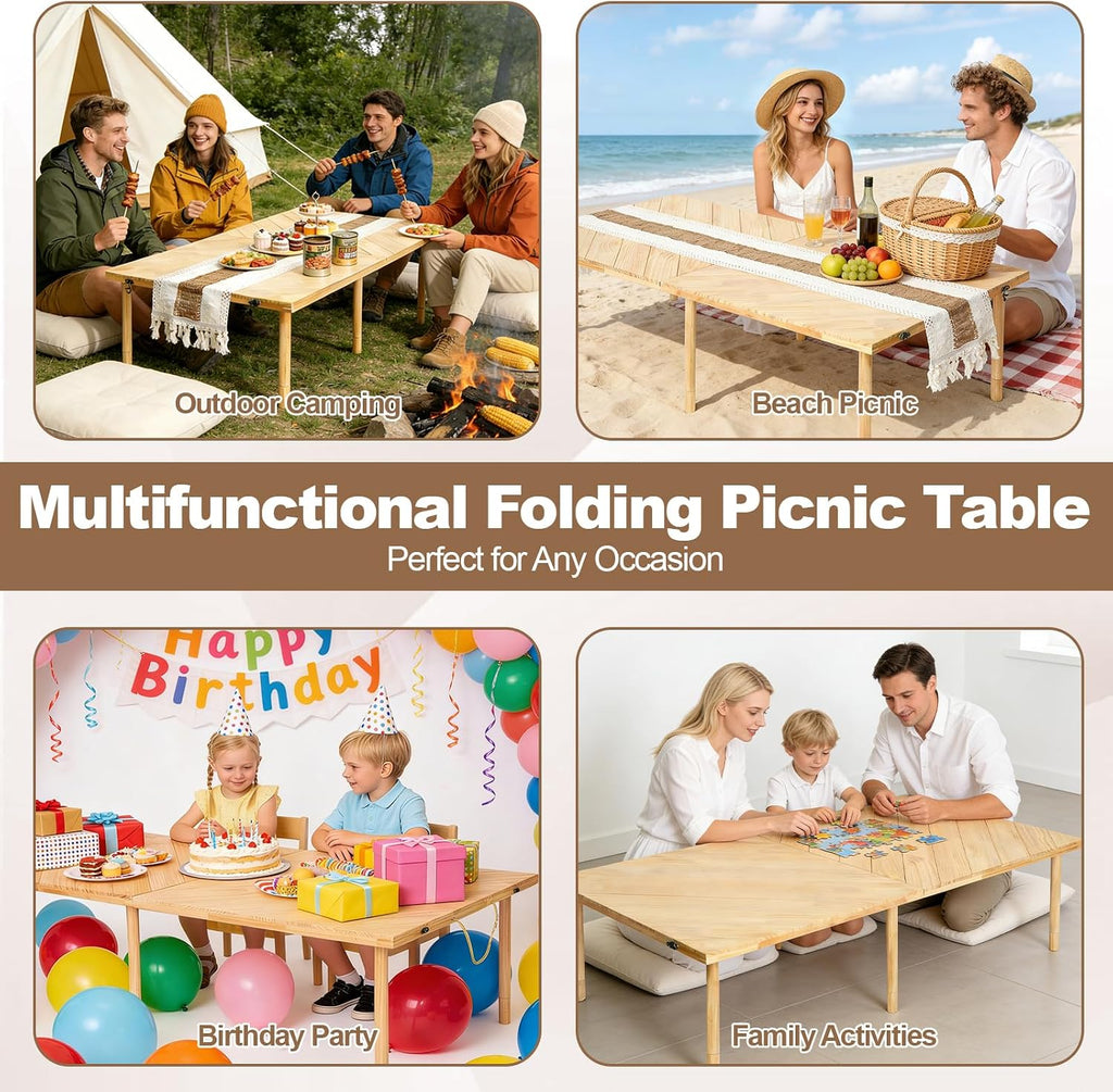 Adjustable‑Height Low Folding Picnic Table
