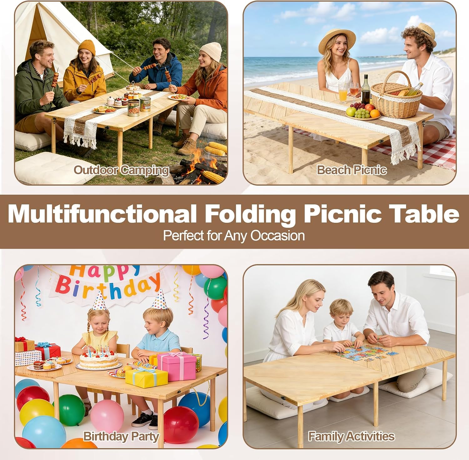 Adjustable‑Height Low Folding Picnic Table