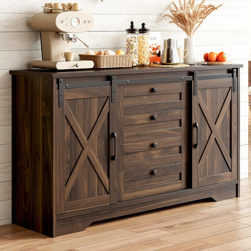 Farmhouse Barn‑Door Sideboard Credenza
