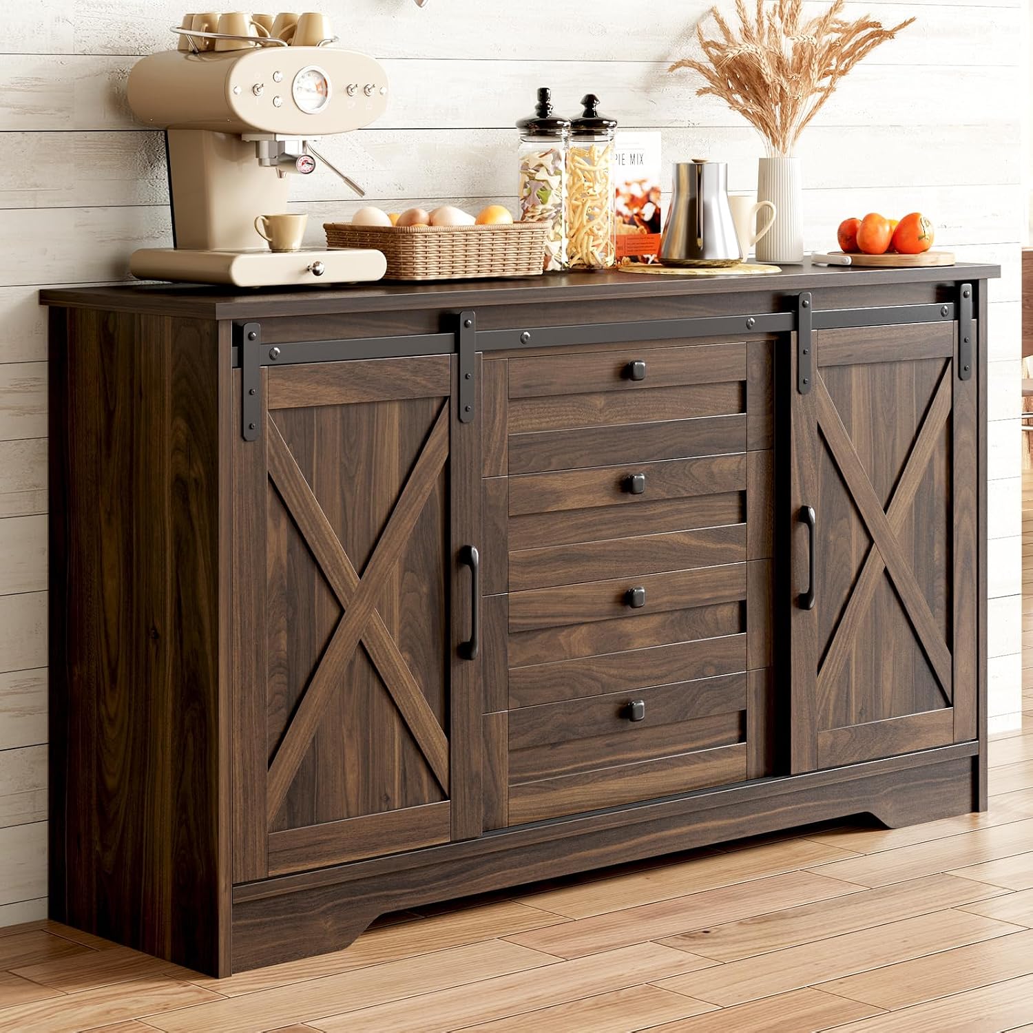 Farmhouse Barn‑Door Sideboard Credenza