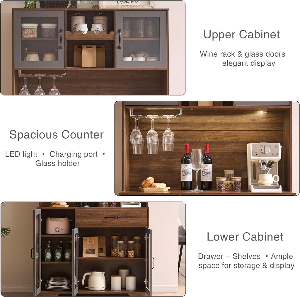 Brown Kitchen Hutch Pantry Cabinet