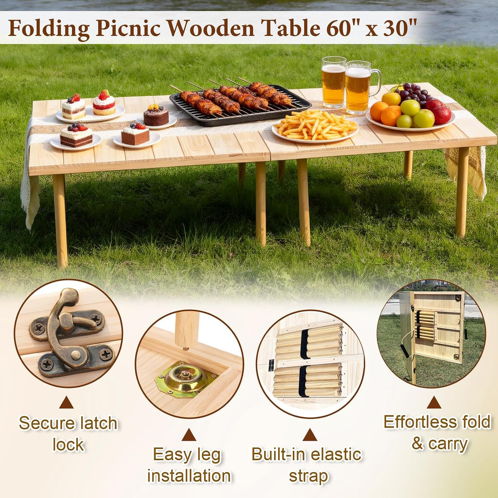 Wooden Low Folding Picnic Table
