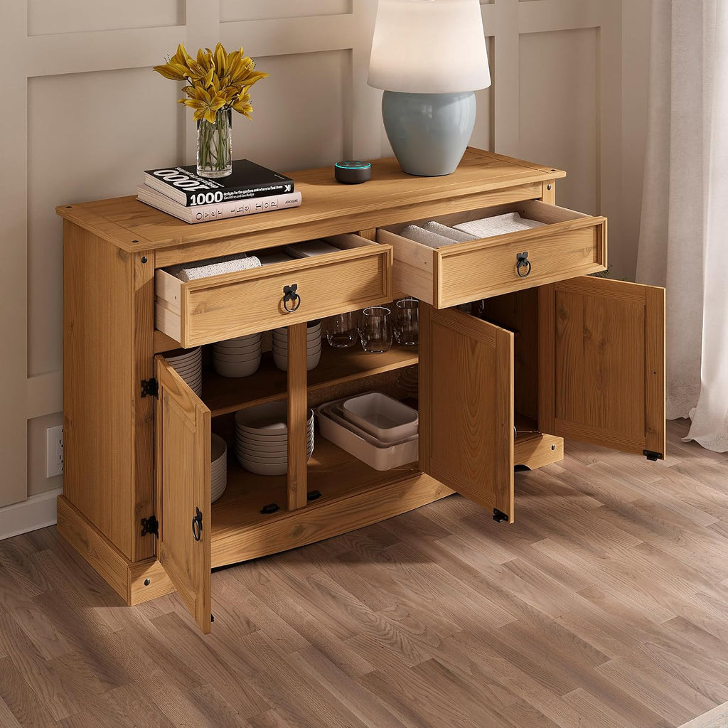 Solid Wood Antique Brown Sideboard Cabinet