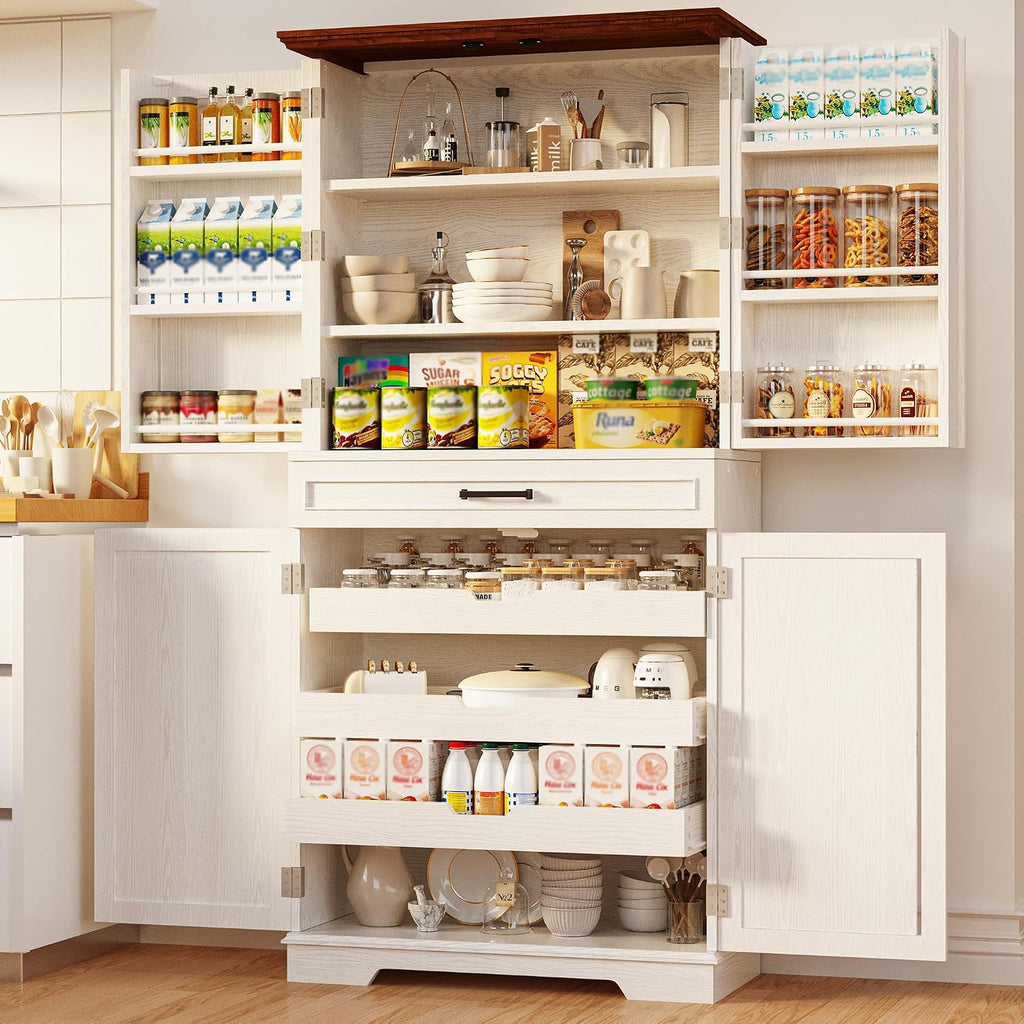 White Freestanding Kitchen Pantry Cabinet